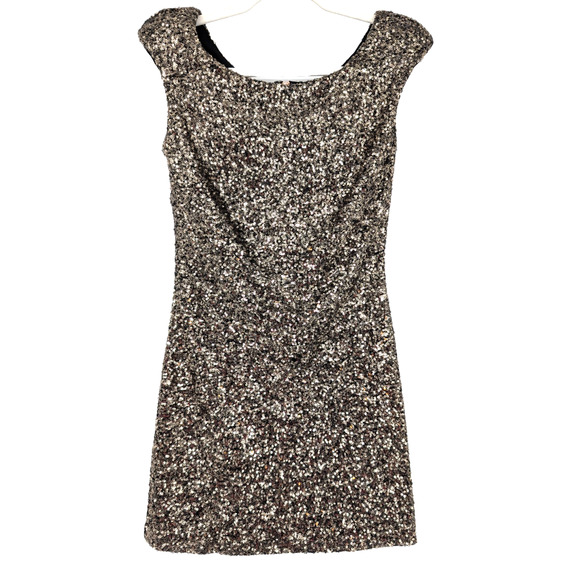 Minkpink Gold Sequin Sparkly Bodycon Glam Club Puff Shoulder Mini Dress Small - Picture 4 of 10